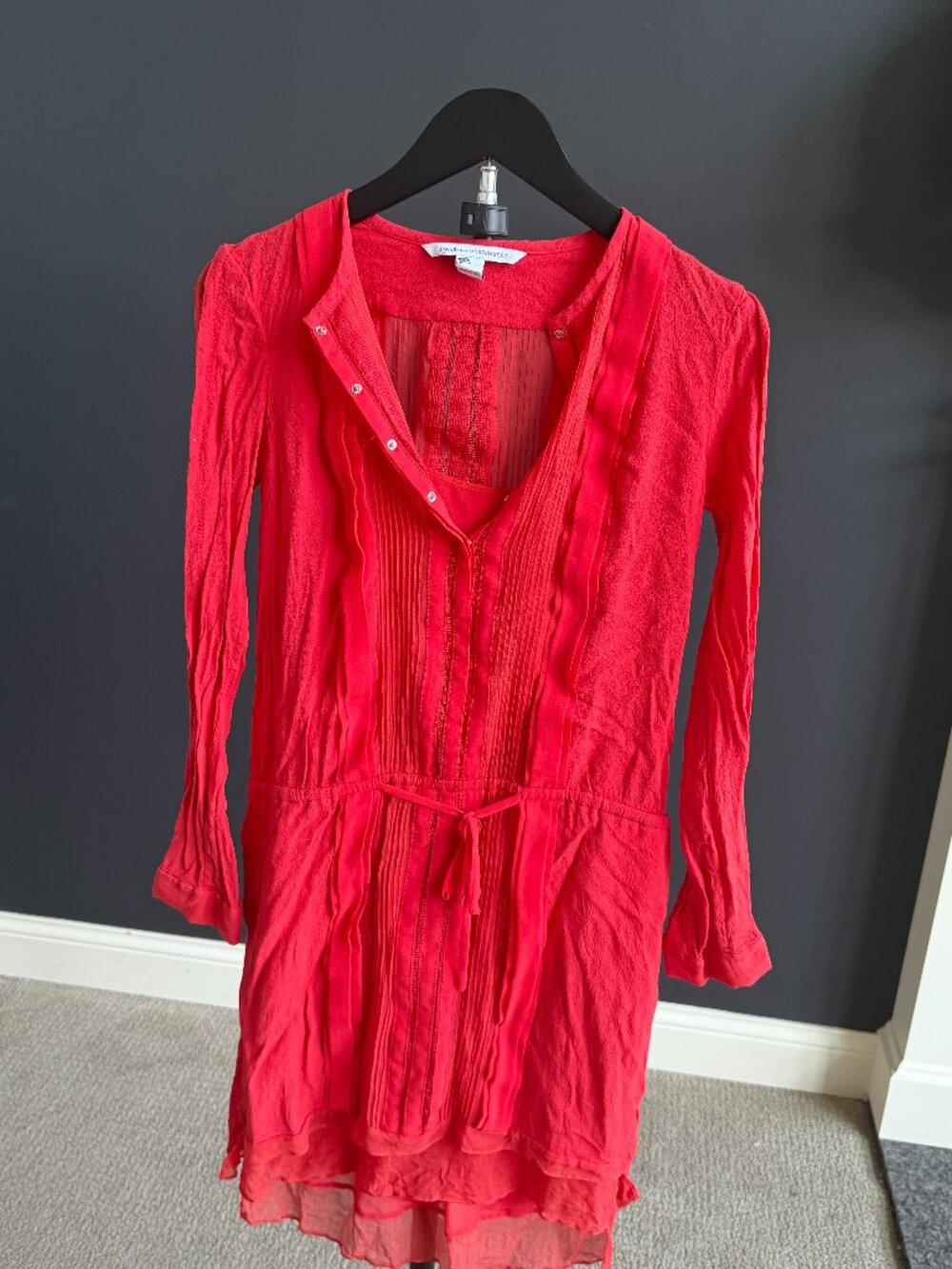 Silk Blend Diane von Furstenberg Red Tie Waist Dress 4